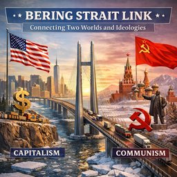 Bridge across the Bering Strait between Alaska and Russia